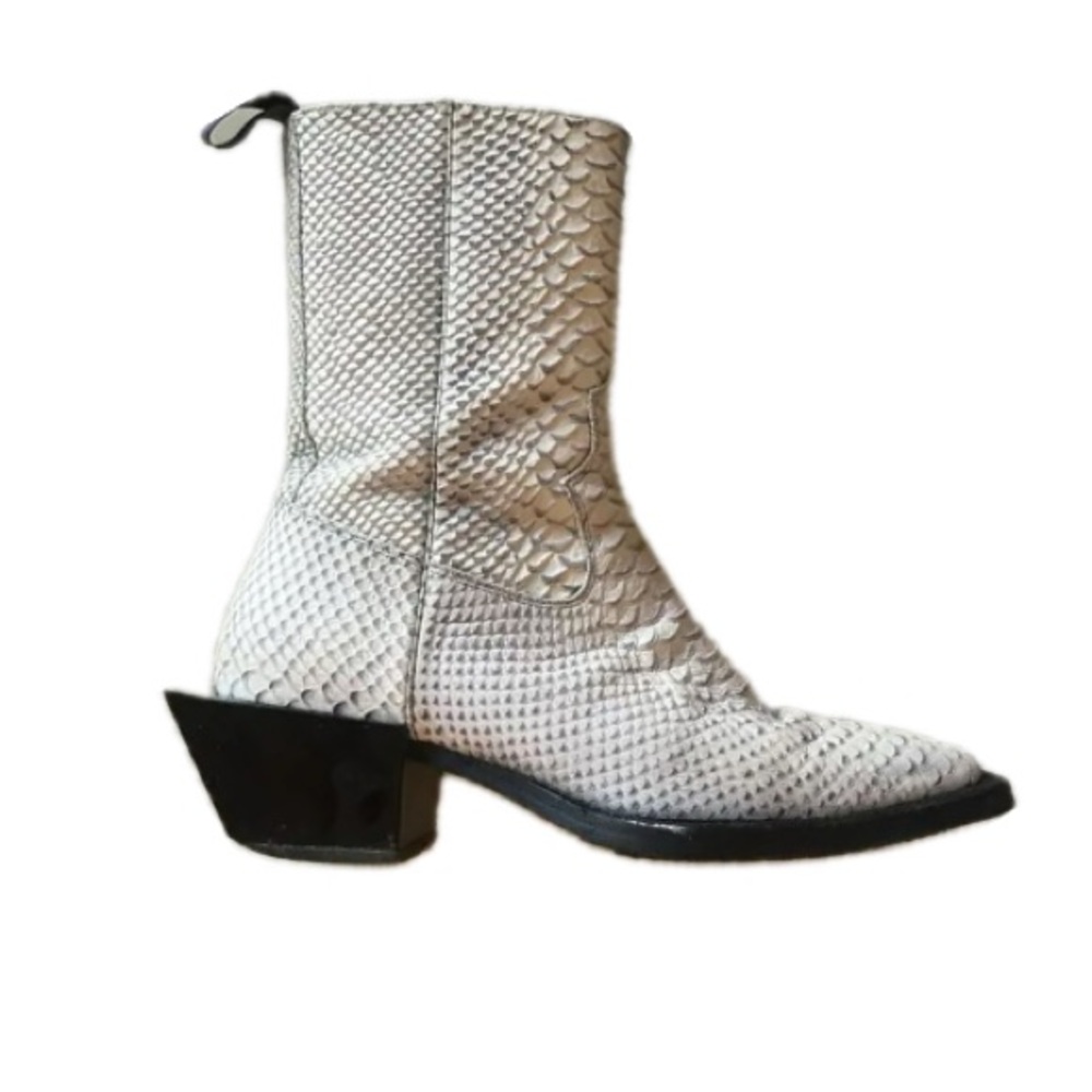 Eytys Luciano Boots White & Grey Blue Reptile Texture Leather